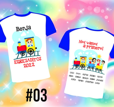 Remera para egresados de Jardin de Infantes con diseño de tren